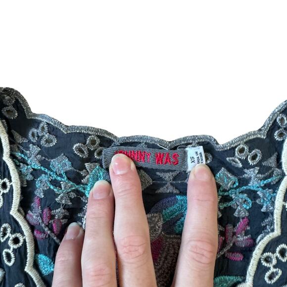 Johnny Was Embroidered Mini Dress Navy - Picture 4 of 12